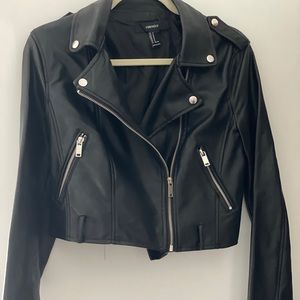 Cropped Leather Jacket w/ belt